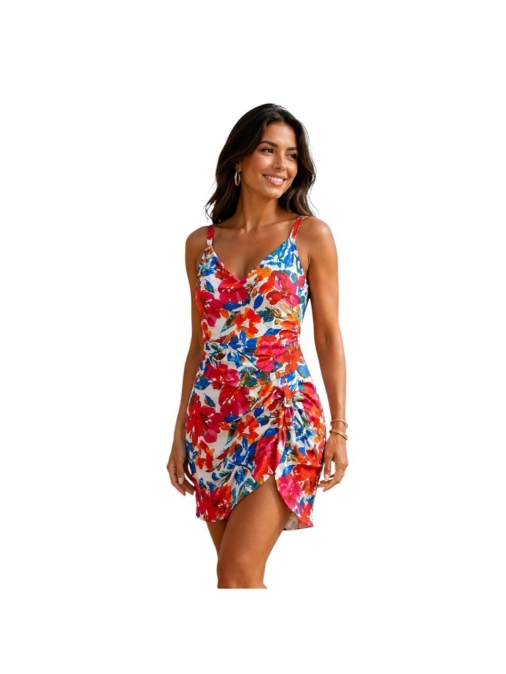 Aidonger Floral One Piece Swim Dress Large Tummy Control Skirted